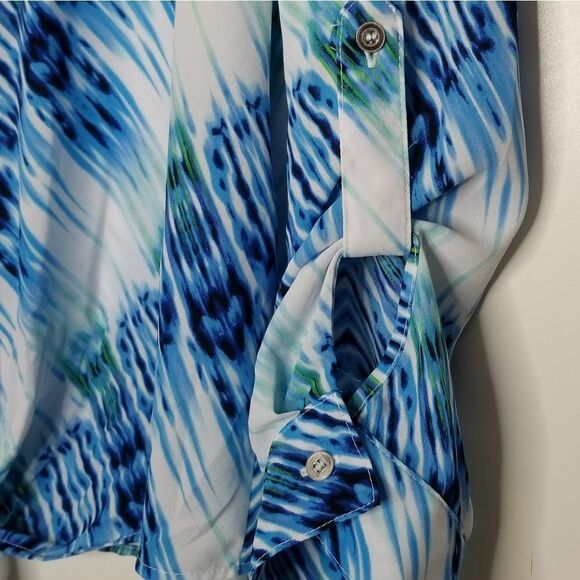 Investments Slim Factor De Collections Women's Long Sleeve Button Up Blouse Sz M - Picture 7 of 14